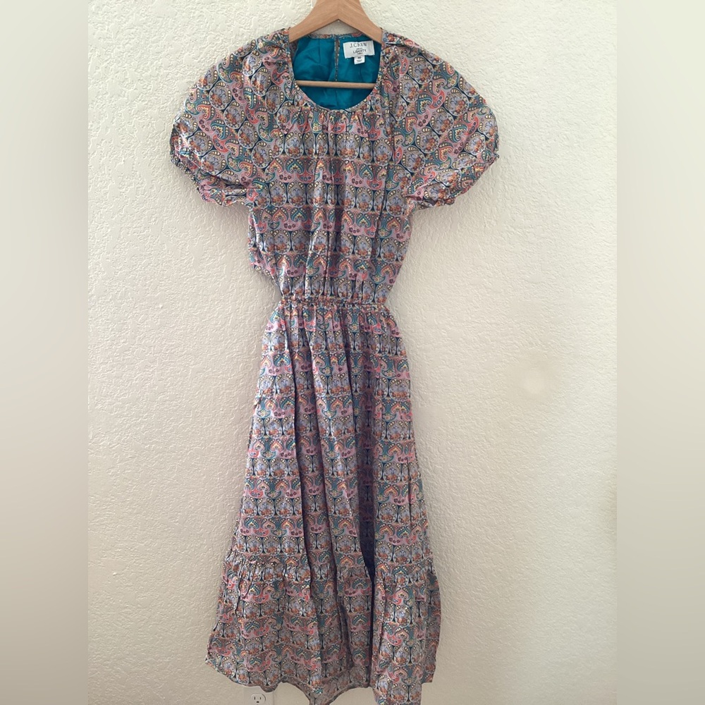 J.Crew Side cutout organic cotton dress in Liberty® Giorgia Duke Paisley print